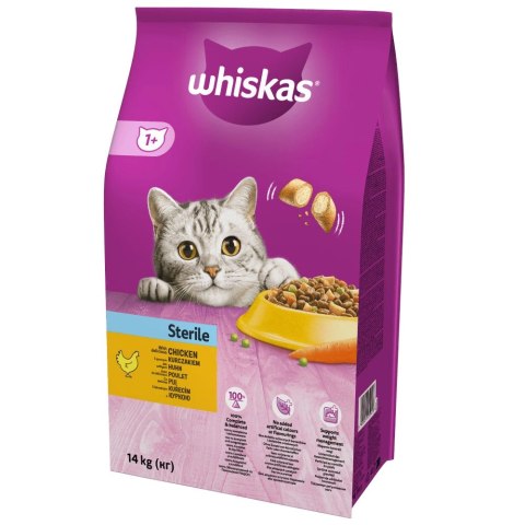 WHISKAS Karma Sucha Dla Kota Po Sterylizacji 1+ Sterile Z Kurczakiem 14kg WHISKAS Karma Sucha Dla Kota Po Sterylizacji 1+ Sterile Z Kurczakiem 14kg