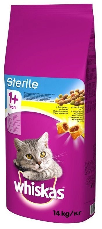 WHISKAS Karma Sucha Dla Kota Po Sterylizacji 1+ Sterile Z Kurczakiem 14kg WHISKAS Karma Sucha Dla Kota Po Sterylizacji 1+ Sterile Z Kurczakiem 14kg