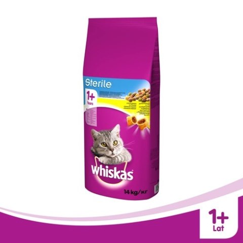 WHISKAS Karma Sucha Dla Kota Po Sterylizacji 1+ Sterile Z Kurczakiem 14kg WHISKAS Karma Sucha Dla Kota Po Sterylizacji 1+ Sterile Z Kurczakiem 14kg