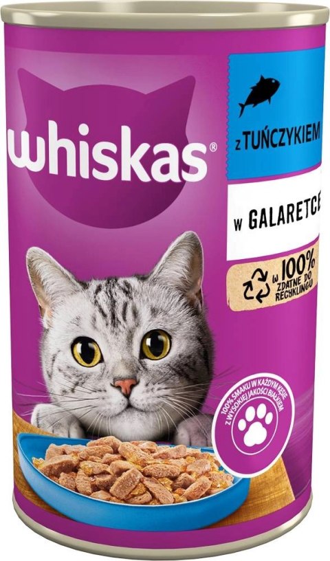 WHISKAS Mokra Karma Dla Kota 1+ Z Tuńczykiem W Galaretce 400g WHISKAS Mokra Karma Dla Kota 1+ Z Tuńczykiem W Galaretce 400g