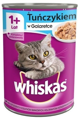 WHISKAS Mokra Karma Dla Kota 1+ Z Tuńczykiem W Galaretce 400g WHISKAS Mokra Karma Dla Kota 1+ Z Tuńczykiem W Galaretce 400g