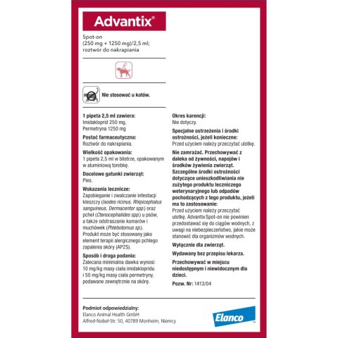 Bayer Advantix Krople Na Kleszcze I Pchły 2,5ml Bayer Advantix Krople Na Kleszcze I Pchły 2,5ml