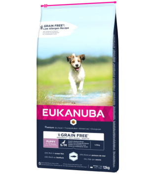 Eukanuba Puppy&Junior Small/Medium Grain Free Łosoś 12kg