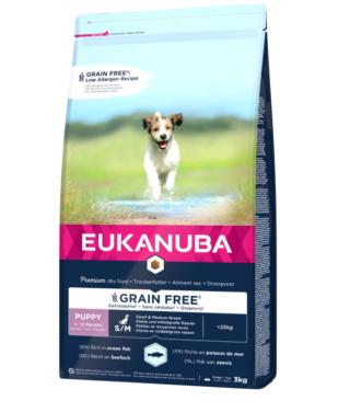 Eukanuba Puppy&Junior Small/Medium Grain Free Łosoś 3kg