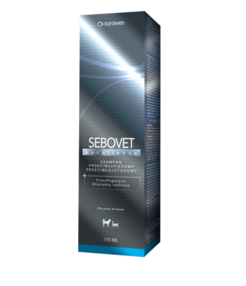 Eurowet Sebovet Excellence Szampon Przeciwłupieżowy I Przeciwłojotokowy Dla Psów I Kotów 200ml Eurowet Sebovet Excellence Szampon Przeciwłupieżowy I Przeciwłojotokowy Dla Psów I Kotów 200ml