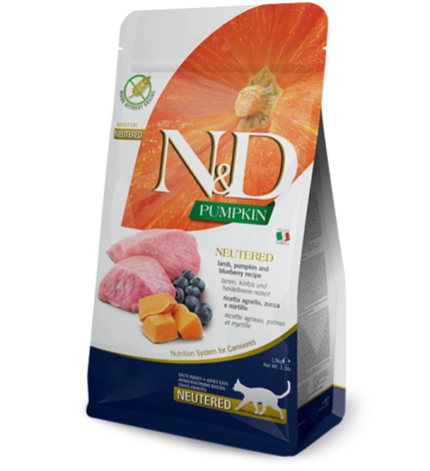 Farmina N&D Pumpkin Feline Lamb & Blueberry Neutered Adult 300g