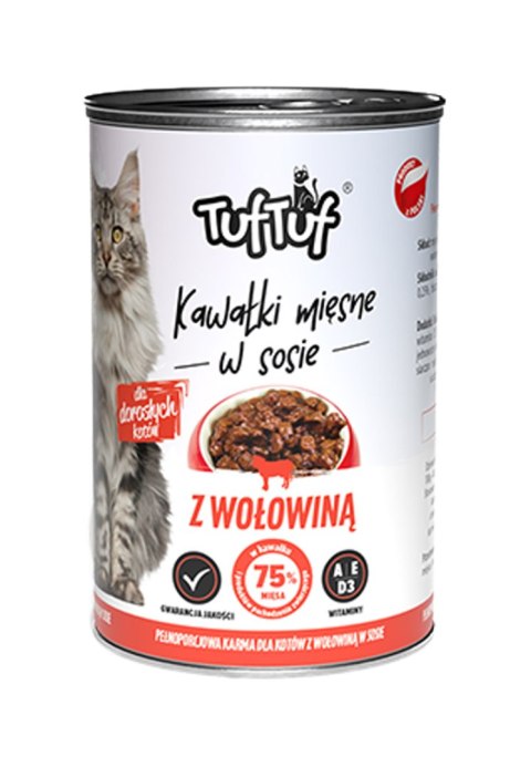 TUF TUF KOT kawałki mięsne z wołowiną 415g TUF TUF KOT kawałki mięsne z wołowiną 415g