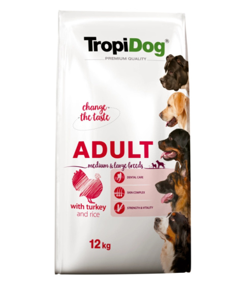 Tropidog Premium Adult Medium & Large Breed Indyk Z Ryżem 12kg Tropidog Premium Adult Medium & Large Breed Indyk Z Ryżem 12kg