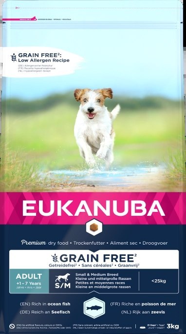 Eukanuba Adult Small&Medium Grain Free Łosoś 3kg Eukanuba Adult Small&Medium Grain Free Łosoś 3kg