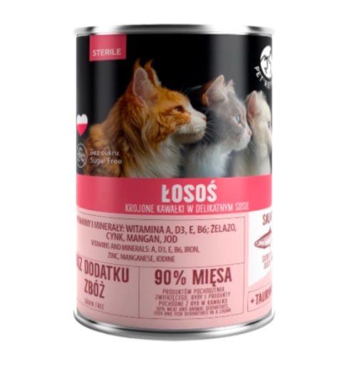 PetRepublic Łosoś Krojone Kawałki W Delikatnym Sosie Dla Kotów Sterylizowanych 400g