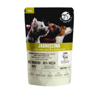 PetRepublic drobno siekane kawałki w delikatnym sosie - jagnięcina 100g dla psa