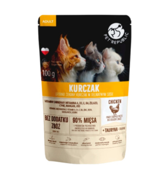 PetRepublic drobno siekane kawałki w delikatnym sosie kurczak 100g dla kota