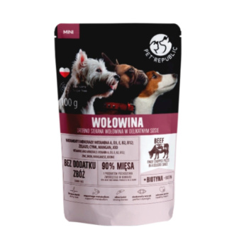 PetRepublic drobno siekane kawałki w delikatnym sosie - wołowina 100g dla psa