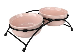 Miski ceramiczne na stojaku metalowym