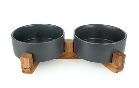 Miski ceramiczne na stojaku drewnianym Miski ceramiczne na stojaku drewnianym