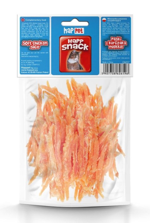 Przysmaki dla kota - paski z kurczaka miękkie 100g Happet Przysmaki dla kota - paski z kurczaka miękkie 100g Happet