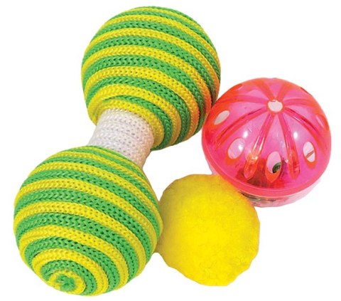 Zabawka hantelek + 2 piłki Happet K019 11cm Zabawka hantelek + 2 piłki Happet K019 11cm