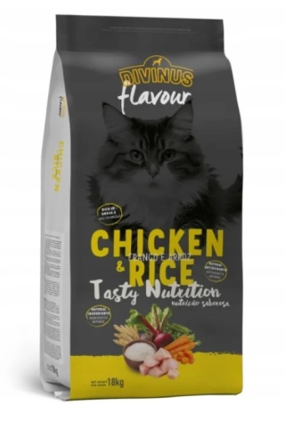 Divinus FLAVOUR dla dorosłego kota kurczak z ryżem 18 kg