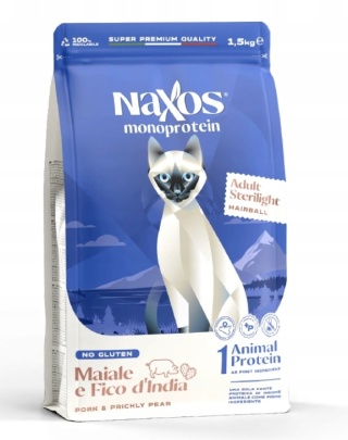 NAXOS CAT STERILIZED dla kotów sterylizowanych wieprzowina i opuncja figowa 1,5 kg