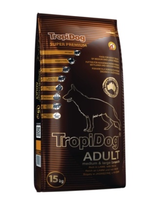 Tropidog Super Premium Adult Medium & Large Breed Jagnięcina Z Ryżem 15kg
