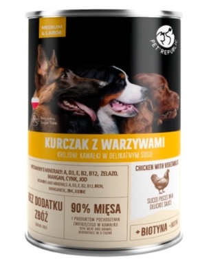 PetRepublic Kurczak Z Warzywami Krojone Kawałki W Delikatnym Sosie 1250g