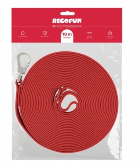 RecoFun Smycz treningowa z PVC czerwona