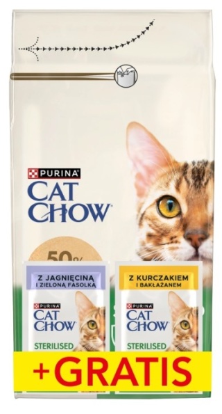 Purina Cat Chow Sterilised Bogata w Kurczaka 1,5kg + 2 Saszetki Gratis