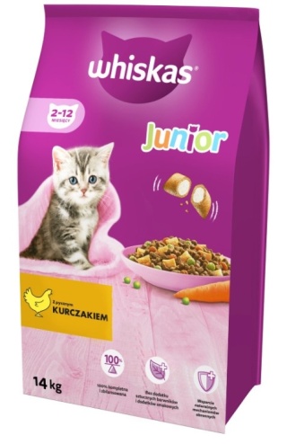 WHISKAS Karma Sucha Dla Kociąt Junior Z Kurczakiem 14kg