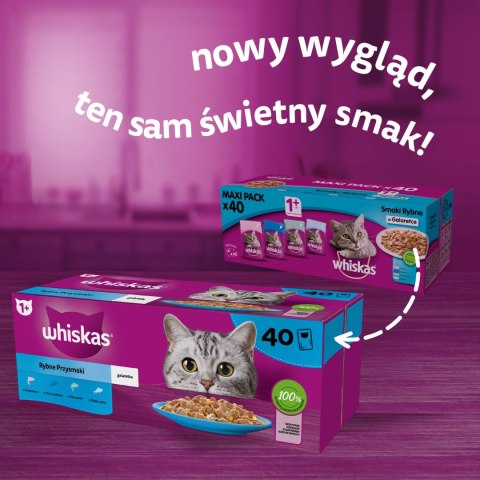 Whiskas Adult Saszetki 40 x 85g Rybne Przysmaki - Mokra Karma Dla Kota