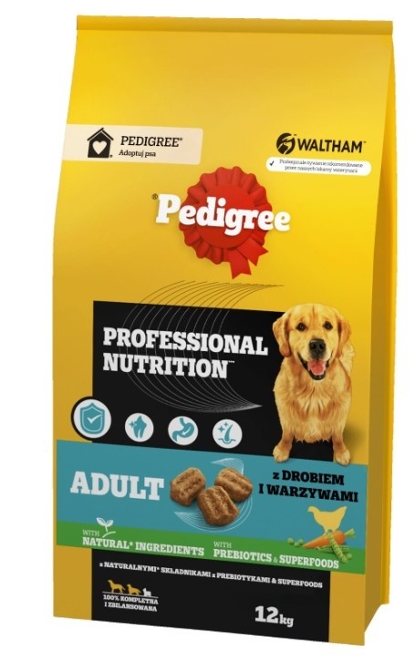 Pedigree Adult Professional Nutrition Drób Warzywa 12kg