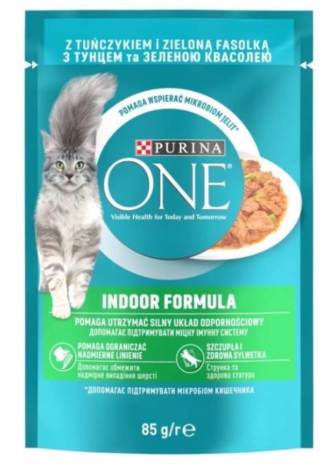 Purina One Indoor Formula Karma Dla Kota Z Tuńczykiem I Zieloną Fasolką 85g