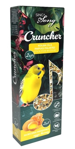 Sing&Song Cruncher Dla Papużki Falistej Jajeczno-Miodowy 85g 2w1