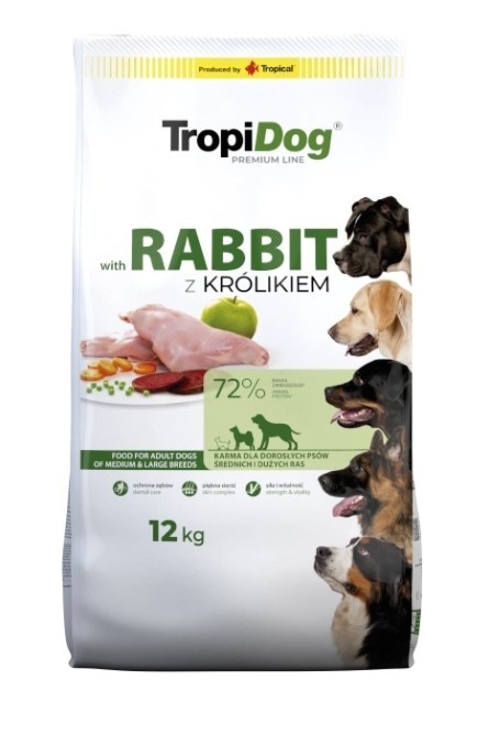 Tropidog Premium Adult Medium & Large Breeds Bogaty W Królika I Ryż 12kg