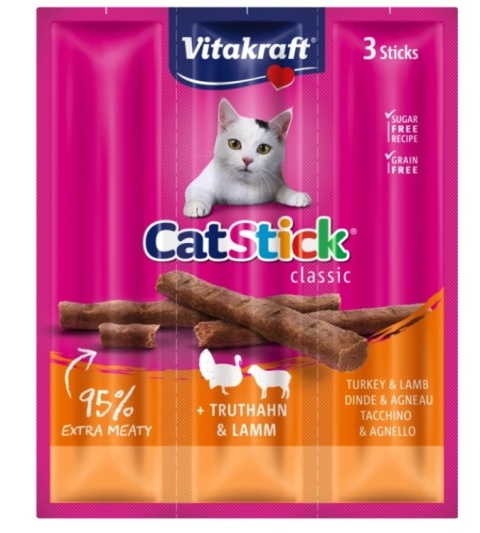 Vitakraft Cat Stick Mini Kabanosy Indyk Z Jagnięciną 3x18g