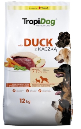 Tropidog Premium Adult Medium & Large Breed Kaczka Z Ryżem 12kg