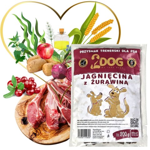 2Dog Przysmak treserski dla psa Jagnięcina z żurawiną 200g