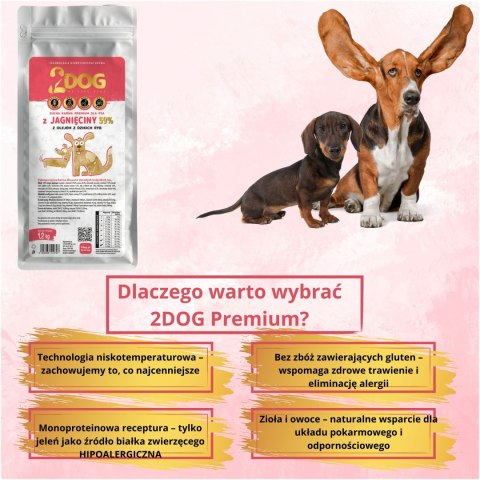 SUCHA KARMA DLA PSA 2Dog JAGNIĘCINA 1,2kg ZIMNOTŁOCZONA HIPOALERGICZNA MONO