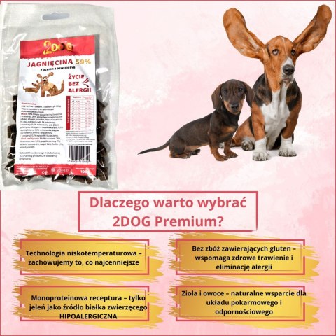 SUCHA KARMA DLA PSA 2Dog JAGNIĘCINA 100g ZIMNOTŁOCZONA HIPOALERGICZNA