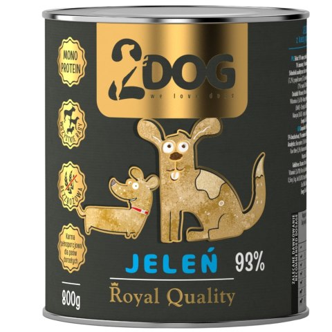 2Dog Mokra karma dla psa Jeleń 93% mięsa ROYAL QUALITY 800g monoproteinowa