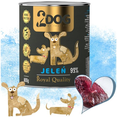 2Dog Mokra karma dla psa Jeleń 93% mięsa ROYAL QUALITY 800g monoproteinowa