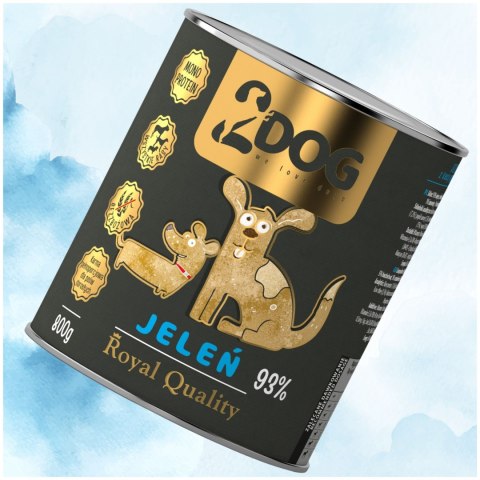 2Dog Mokra karma dla psa Jeleń 93% mięsa ROYAL QUALITY 800g monoproteinowa