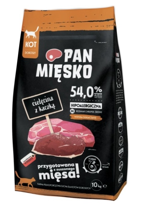 PAN MIĘSKO Cielęcina Z Kaczką M Dla Kota 10kg