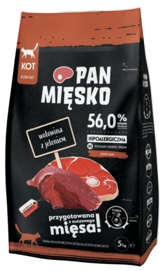 PAN MIĘSKO Wołowina Z Jeleniem M Dla Kota 5kg