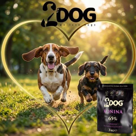 PÓŁWILGOTNA KARMA DLA PSÓW 2DOG KONINA 65% MONOPTOTEINOWA 3 KG BEZ ZBÓŻ