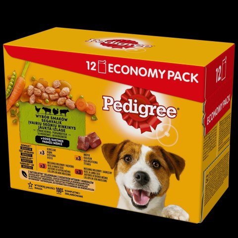 Pedigree Mokra Karma Dla Dorosłych Psów W Sosie Z Kurczakiem, Z Wołowiną, Z Indykiem, Z Jagnięciną 12x100g