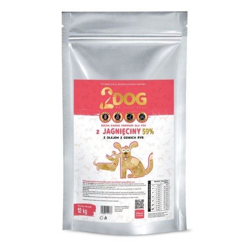 SUCHA KARMA DLA PSA 2Dog JAGNIĘCINA 12kg ZIMNOTŁOCZONA HIPOALERGICZNA MONO