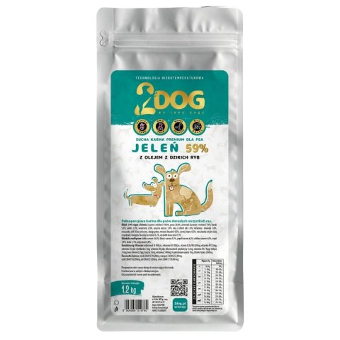 SUCHA KARMA DLA PSA 2Dog JELEŃ 1,2kg ZIMNOTŁOCZONA HIPOALERGICZNA PREMIUM