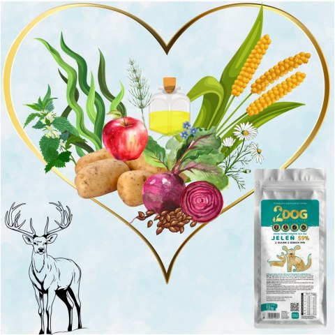 SUCHA KARMA DLA PSA 2Dog JELEŃ 1,2kg ZIMNOTŁOCZONA HIPOALERGICZNA PREMIUM