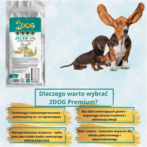 SUCHA KARMA DLA PSA 2Dog JELEŃ 1,2kg ZIMNOTŁOCZONA HIPOALERGICZNA PREMIUM