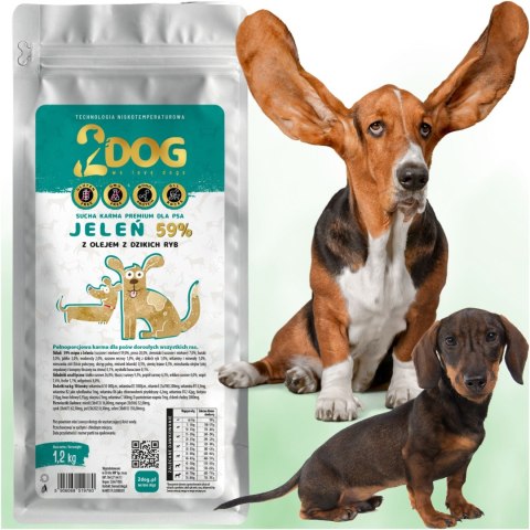 SUCHA KARMA DLA PSA 2Dog JELEŃ 1,2kg ZIMNOTŁOCZONA HIPOALERGICZNA PREMIUM